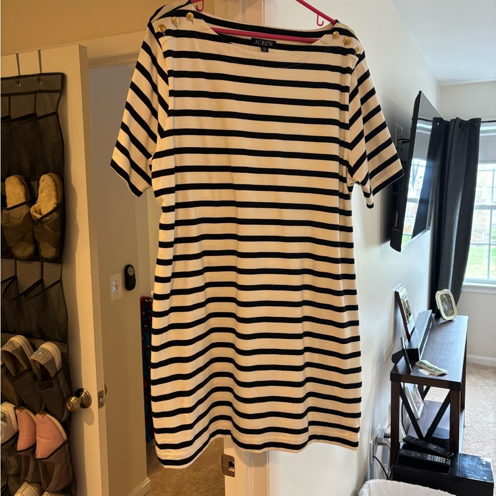 J. Crew Black and White Striped Dress